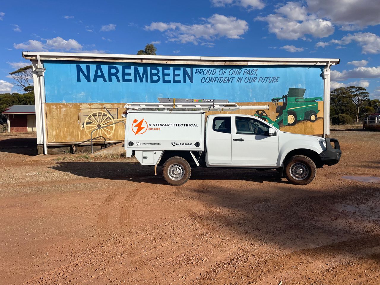K Stewart Electrical service vehicle in Narembeen, regional Western Australia